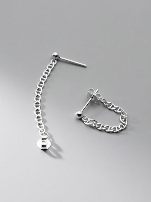 Rosh 925 Sterling Silver Geometric Chain Minimalist Ear Chain Earring 3