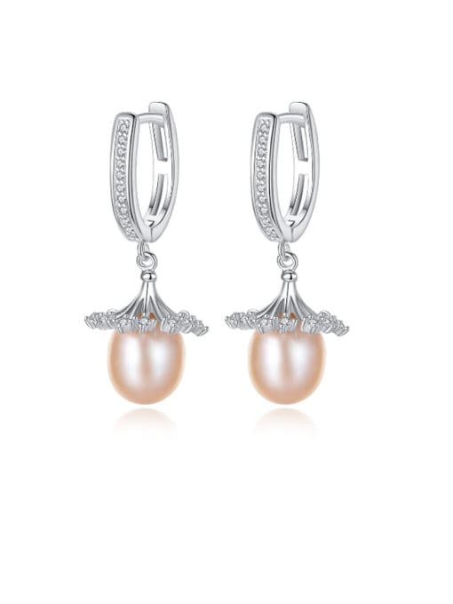 CCUI 925 Sterling Silver Freshwater Pearl  Micro setting 3A zirconium  Trend Drop Earring 0