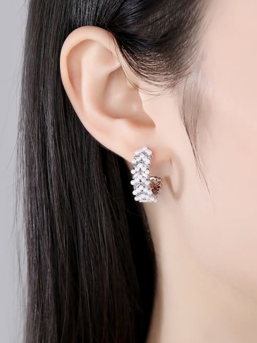 BLING SU Brass Imitation Pearl Geometric Artisan Stud Earring 1