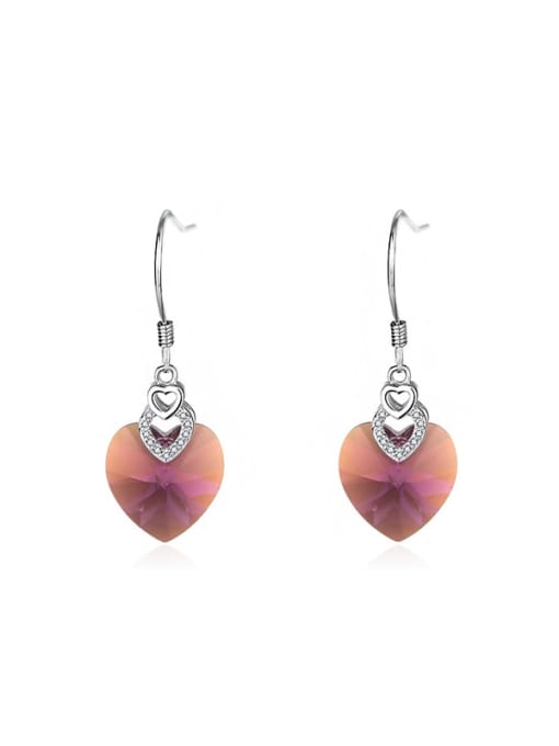 JYTZ 015 (earring purple) 925 Sterling Silver Austrian Crystal Heart Classic Necklace