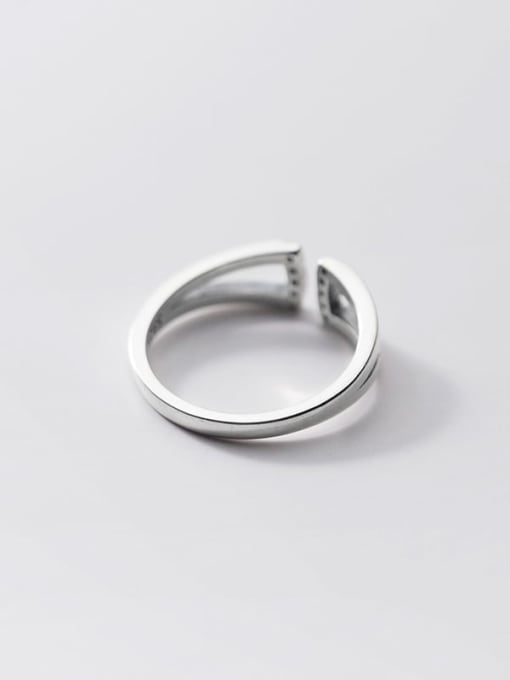 Rosh 925 Sterling Silver Rhinestone Geometric Minimalist Band Ring 3