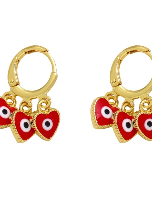 red Brass Enamel Evil Eye Minimalist Huggie Earring