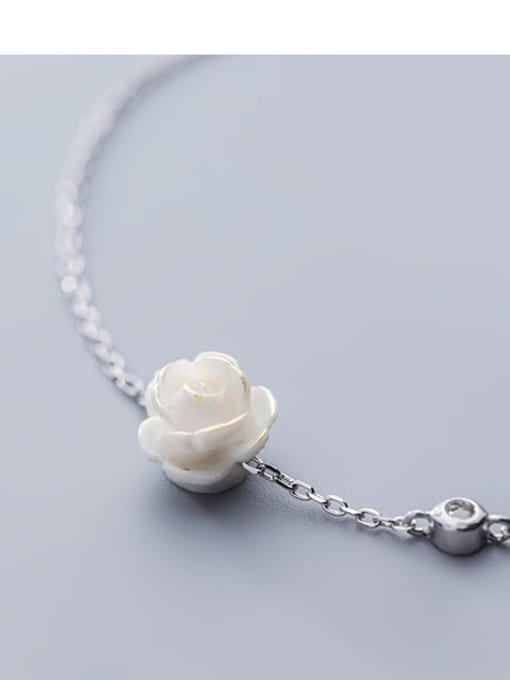 Rosh 925 Sterling Silver Resin White Flower Minimalist Link Bracelet 1