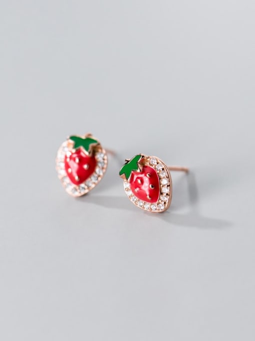 Rosh 925 Sterling Silver Minimalist  Strawberries Stud Earring 2