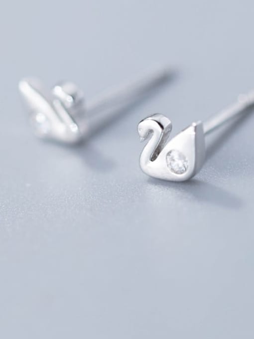 Rosh 925 Sterling Silver Swan Minimalist Stud Earring 0