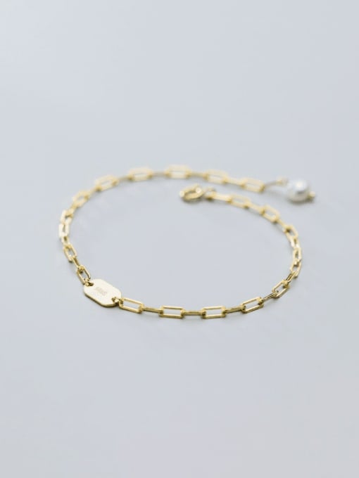 Gold Bracelet 925 Sterling Silver Geometric Chain Minimalist Link Bracelet
