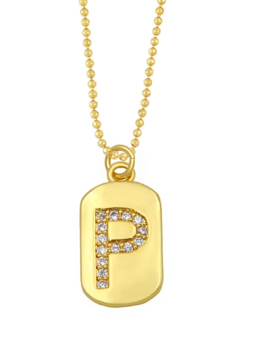 P Brass Cubic Zirconia Message Vintage Geometry Pendnat  Necklace