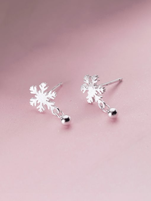 Rosh 925 Sterling Silver Snowflakes Minimalist Christmas Drop Earring 0