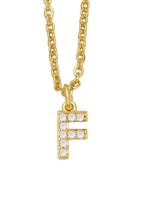 F Brass Cubic Zirconia Letter Vintage Necklace