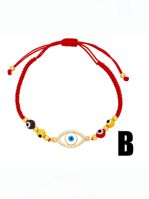 B Brass Cubic Zirconia Evil Eye Hip Hop Handmade Weave Bracelet