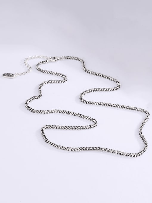KDP393(45CM) 925 Sterling Silver Geometric Artisan Chain Necklace