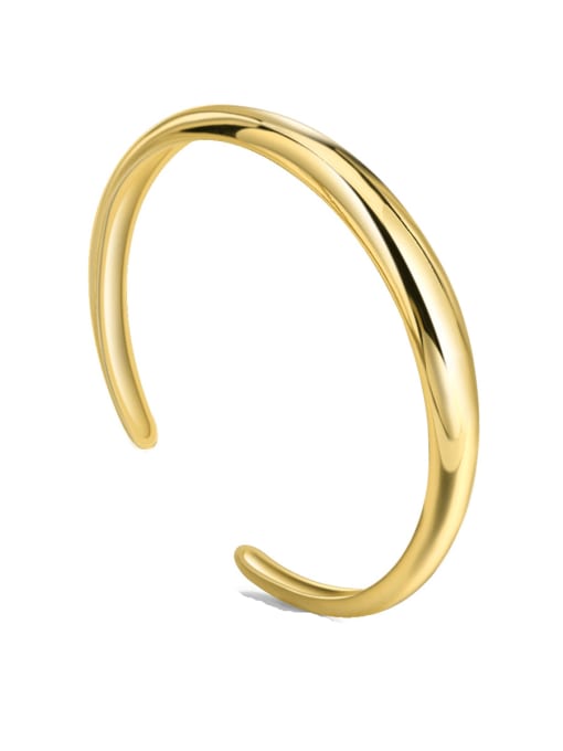 Gold glossy heavy Bracelet Brass Smooth Geometric Minimalist Cuff Bangle