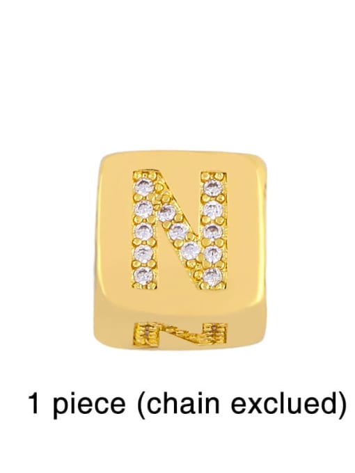 N Brass Cubic Zirconia square Letter Minimalist Adjustable Bracelet