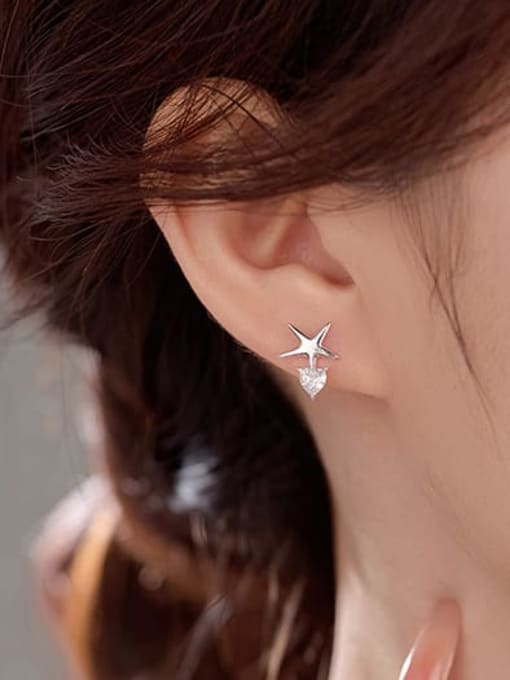 BeiFei Minimalism Silver 925 Sterling Silver Star Minimalist Stud Earring 1