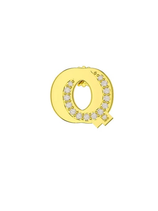 Q 925 Sterling Silver Cubic Zirconia Letter Minimalist Earrings