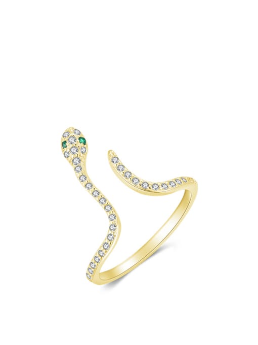 gold 925 Sterling Silver Rhinestone Snake Classic Band Ring