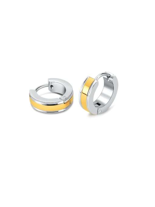 GE898 steel earrings+ golden color Stainless steel Round Minimalist Huggie Earring