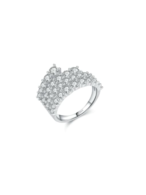 MODN 925 Sterling Silver Cubic Zirconia Geometric Luxury Band Ring 0