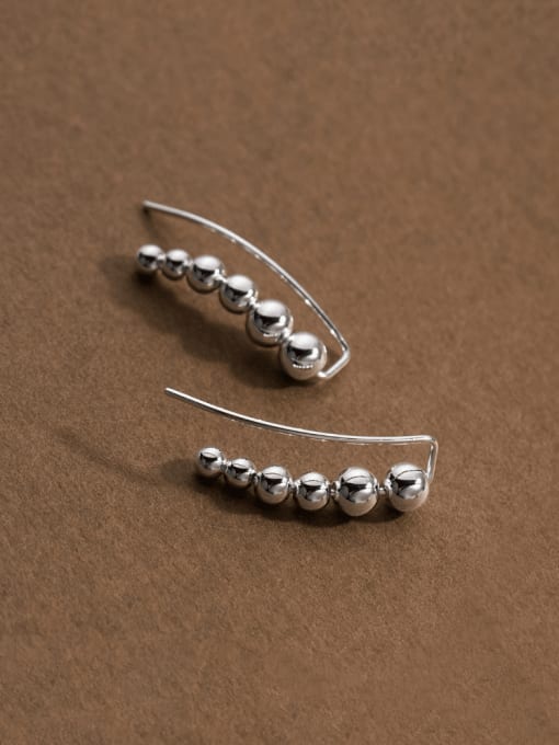 S925 Silver Pair 925 Sterling Silver Bead Minimalist Hook Earring