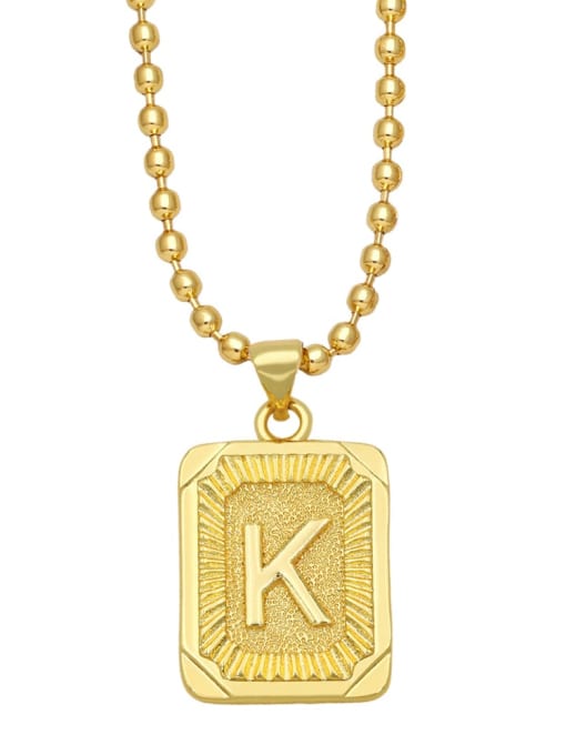 K Brass Letter Vintage Geometry Pendant Necklace