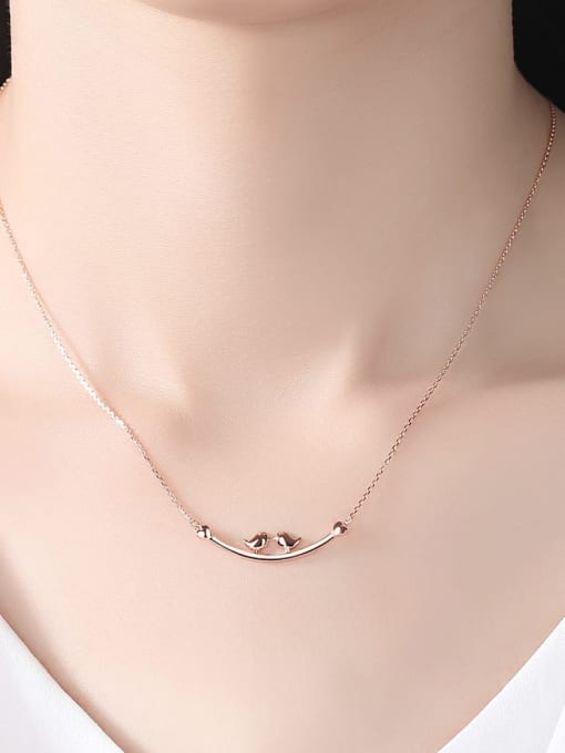 CCUI 925 sterling silver simple, fashionable and glossy two birds, necklace 1
