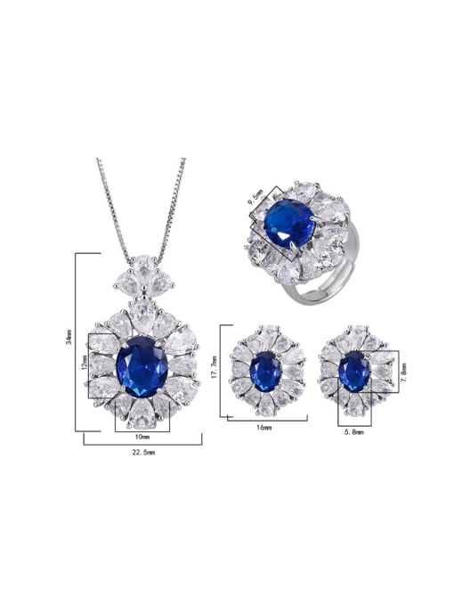 ROSS Brass Cubic Zirconia Luxury Geometric Earring Bracelet and Necklace Set 3