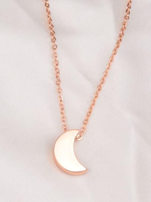 A TEEM Titanium  Fashion Simple Smooth Moon Necklace 0