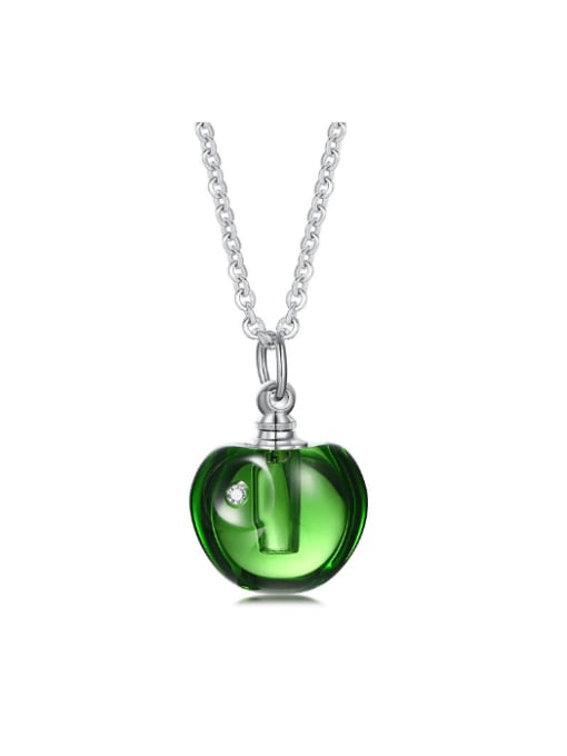 Green 50CM chain distribution Stainless steel Glass Stone Friut Minimalist Necklace