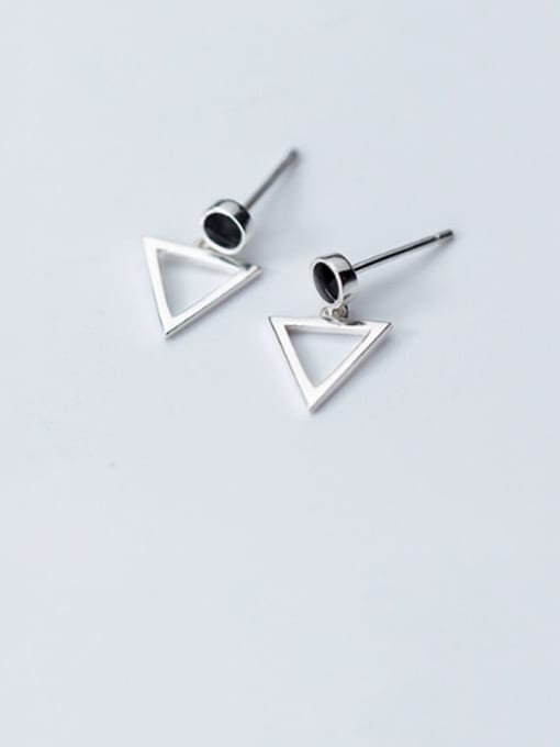 Rosh 925 Sterling Silver Hollow Triangle Minimalist Drop Earring 0