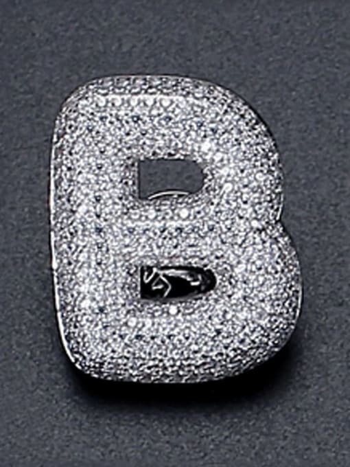 X23121903 B Brass Cubic Zirconia Letter Dainty Brooch