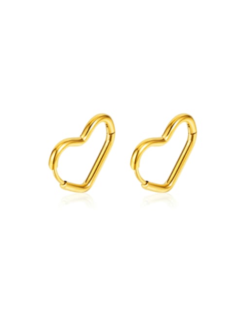 802 gold Titanium Steel Heart Minimalist Huggie Earring