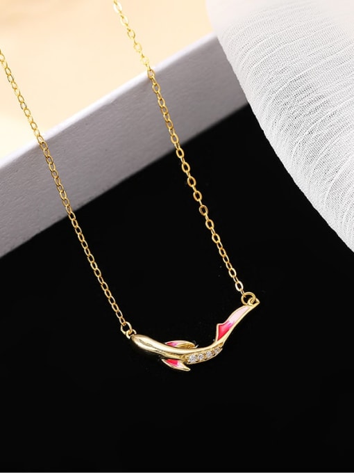 NS950 Gold 925 Sterling Silver Enamel Fish Minimalist Necklace