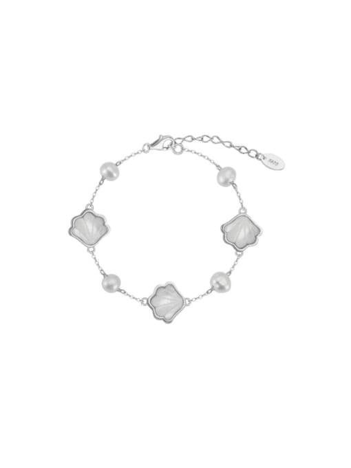 RINNTIN 925 Sterling Silver Shell Geometric Minimalist Link Bracelet 0