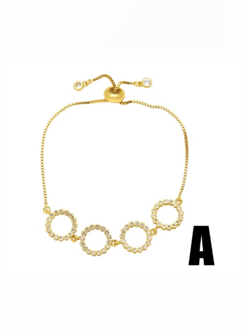 A Brass Cubic Zirconia Geometric Hip Hop Adjustable Bracelet