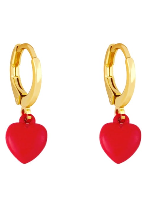gules Brass Enamel Heart Minimalist Huggie Earring