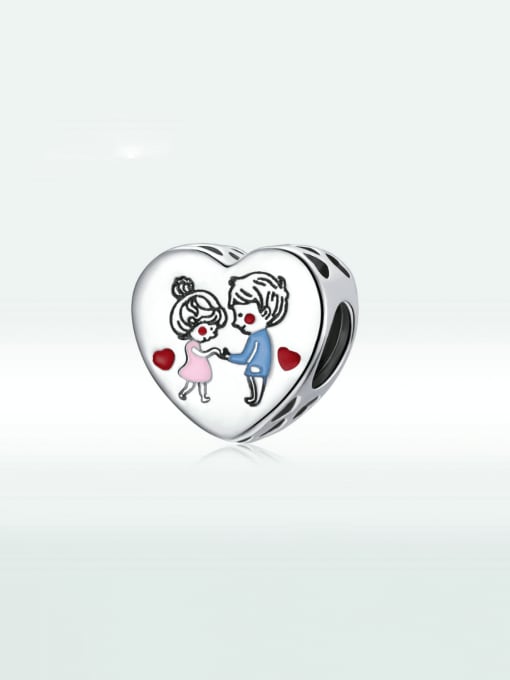 Jare 925 Sterling Silver Enamel Cute Heart  DIY Pendant 1