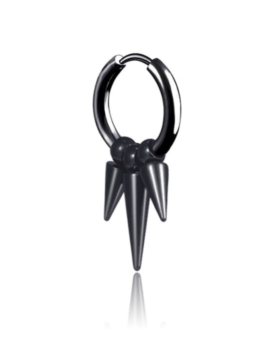 Three Point Steel Buckle  black Titanium Irregular Minimalist Stud Earring