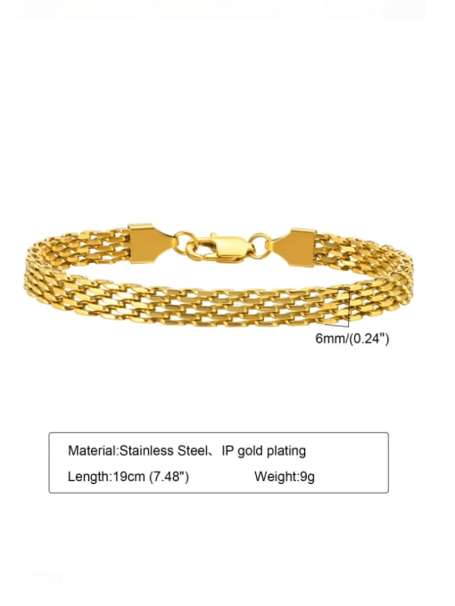 golden Stainless steel Geometric Hip Hop Link Bracelet