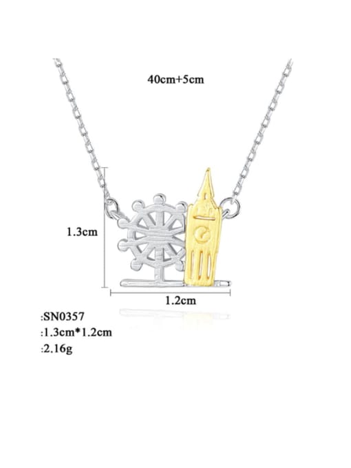 CCUI 925 sterling silver simple personalized building, necklace 2