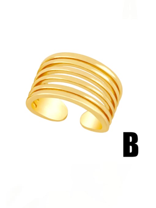 B Brass Smooth Geometric Vintage Band Ring