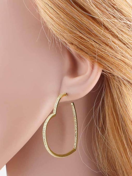 CC Brass Cubic Zirconia Heart Minimalist Earring 1