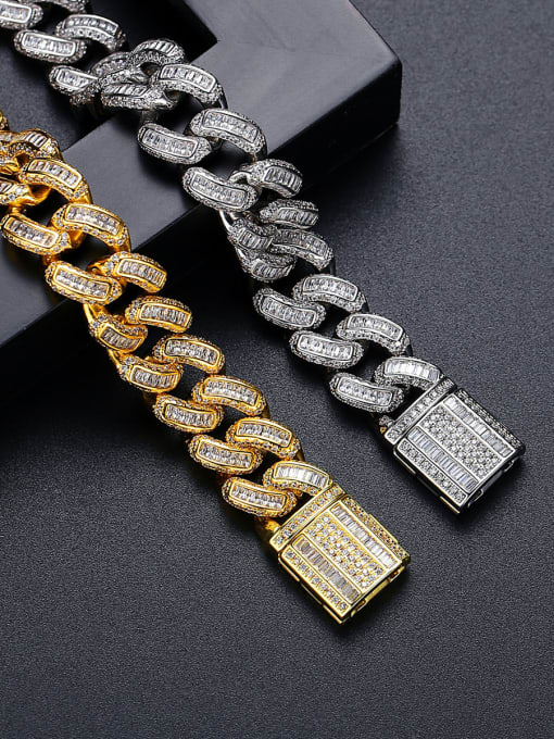 BLING SU Brass Cubic Zirconia Geometric Luxury Link Bracelet 3