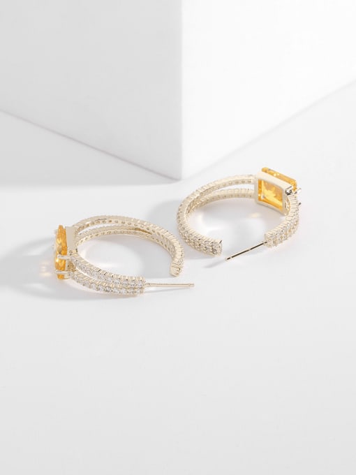 Luxu Brass Cubic Zirconia Geometric Luxury Cluster Earring 2