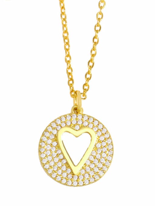 Peach heart Brass Cubic Zirconia Star Vintage Necklace