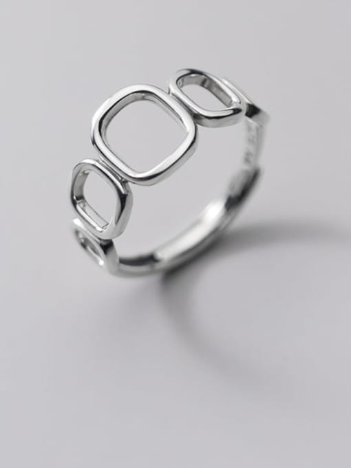 Rosh 925 Sterling Silver  hollow Geometric Vintage Band Ring