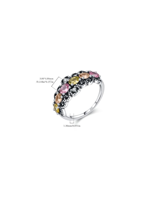 MODN 925 Sterling Silver Cubic Zirconia Geometric Vintage Band Ring 2