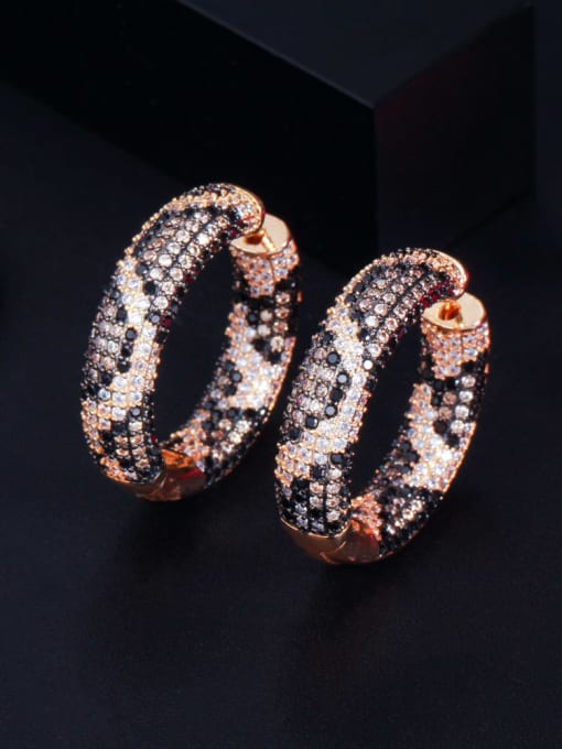 L.WIN Brass Cubic Zirconia Round Vintage Huggie Earring 2