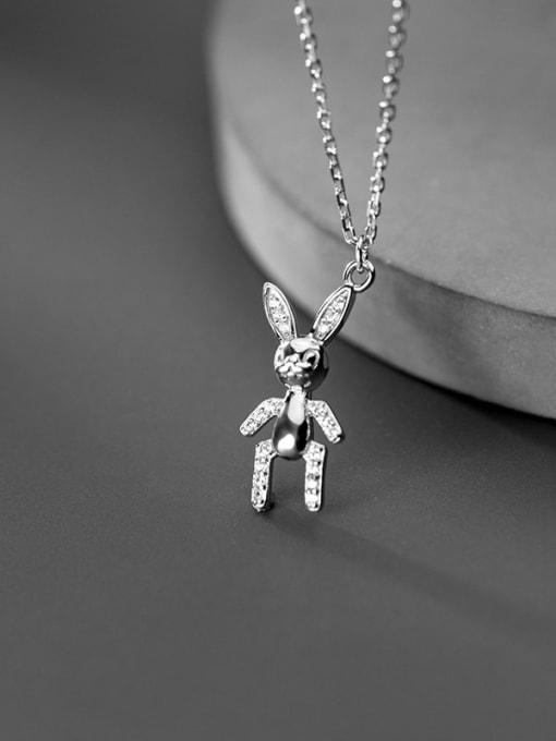 Rosh 925 Sterling Silver Cute doll rabbit Pendant Necklace 2