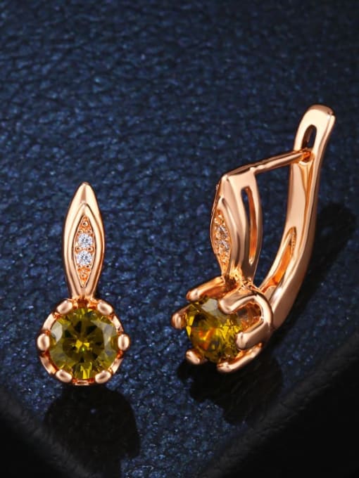 green Alloy Glass Stone Geometric Dainty Stud Earring
