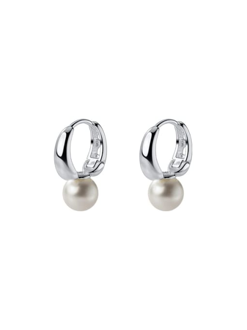 Rosh 925 Sterling Silver Imitation Pearl Heart Drop Earring 0